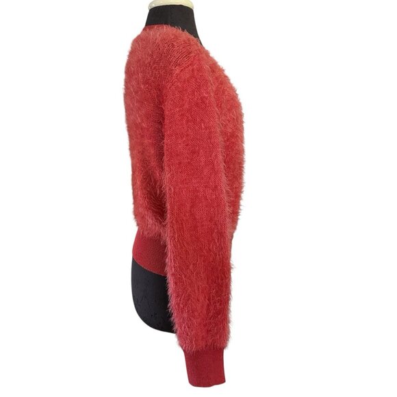 Rewind Cardigan Salmon Medium Long Sleeve Scoop Neck Button Down Fuzzy Sweater - Picture 5 of 7